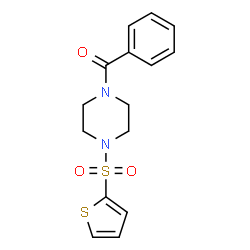 ChemSpider 2D Image | Phenyl[4-(2-thienylsulfonyl)-1-piperazinyl]methanone | C15H16N2O3S2