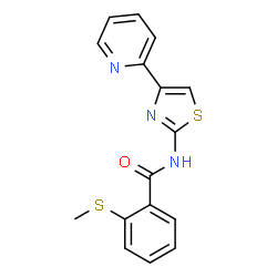 ChemSpider 2D Image | 2-(Methylsulfanyl)-N-[4-(2-pyridinyl)-1,3-thiazol-2-yl]benzamide | C16H13N3OS2