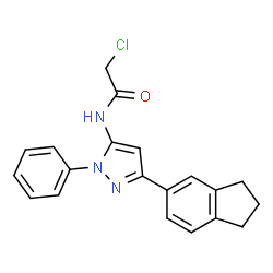 ChemSpider 2D Image | 2-Chloro-N-[3-(2,3-dihydro-1H-inden-5-yl)-1-phenyl-1H-pyrazol-5-yl]acetamide | C20H18ClN3O