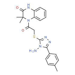 ChemSpider 2D Image | 4-({[4-Amino-5-(4-methylphenyl)-4H-1,2,4-triazol-3-yl]sulfanyl}acetyl)-3,3-dimethyl-3,4-dihydro-2(1H)-quinoxalinone | C21H22N6O2S