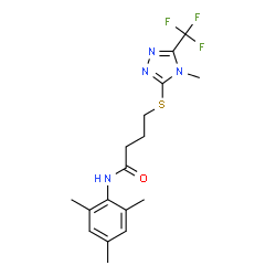 ChemSpider 2D Image | N-Mesityl-4-{[4-methyl-5-(trifluoromethyl)-4H-1,2,4-triazol-3-yl]sulfanyl}butanamide | C17H21F3N4OS