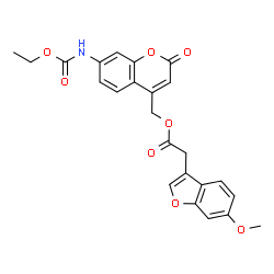 ChemSpider 2D Image | {7-[(Ethoxycarbonyl)amino]-2-oxo-2H-chromen-4-yl}methyl (6-methoxy-1-benzofuran-3-yl)acetate | C24H21NO8