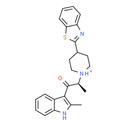 ChemSpider 2D Image | 4-(1,3-Benzothiazol-2-yl)-1-[(2S)-1-(2-methyl-1H-indol-3-yl)-1-oxo-2-propanyl]piperidinium | C24H26N3OS