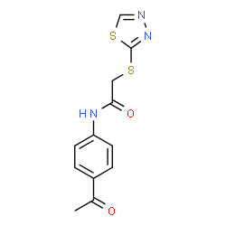 ChemSpider 2D Image | N-(4-Acetylphenyl)-2-(1,3,4-thiadiazol-2-ylsulfanyl)acetamide | C12H11N3O2S2