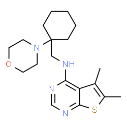 ChemSpider 2D Image | 5,6-Dimethyl-N-{[1-(4-morpholinyl)cyclohexyl]methyl}thieno[2,3-d]pyrimidin-4-amine | C19H28N4OS