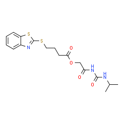 ChemSpider 2D Image | 2-[(Isopropylcarbamoyl)amino]-2-oxoethyl 4-(1,3-benzothiazol-2-ylsulfanyl)butanoate | C17H21N3O4S2