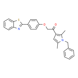 ChemSpider 2D Image | 2-[4-(1,3-Benzothiazol-2-yl)phenoxy]-1-(1-benzyl-2,5-dimethyl-1H-pyrrol-3-yl)ethanone | C28H24N2O2S