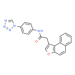 ChemSpider 2D Image | 2-(Naphtho[2,1-b]furan-1-yl)-N-[4-(1H-tetrazol-1-yl)phenyl]acetamide | C21H15N5O2