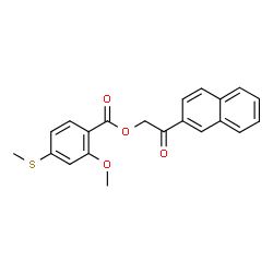 ChemSpider 2D Image | 2-(2-Naphthyl)-2-oxoethyl 2-methoxy-4-(methylsulfanyl)benzoate | C21H18O4S