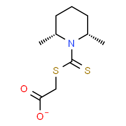 ChemSpider 2D Image | ({[(2R,6S)-2,6-Dimethyl-1-piperidinyl]carbonothioyl}sulfanyl)acetate | C10H16NO2S2