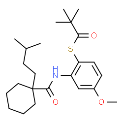 ChemSpider 2D Image | S-[4-Methoxy-2-({[1-(3-methylbutyl)cyclohexyl]carbonyl}amino)phenyl] 2,2-dimethylpropanethioate | C24H37NO3S