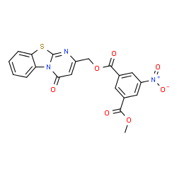 ChemSpider 2D Image | Methyl (4-oxo-4H-pyrimido[2,1-b][1,3]benzothiazol-2-yl)methyl 5-nitroisophthalate | C20H13N3O7S