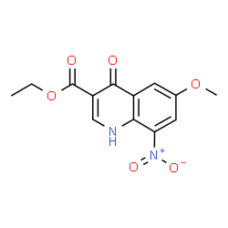 ChemSpider 2D Image | Ethyl 6-methoxy-8-nitro-4-oxo-1,4-dihydro-3-quinolinecarboxylate | C13H12N2O6