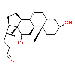 ChemSpider 2D Image | (4R)-4-[(3R,5R,8R,9S,10S,12S,13R,14S,17R)-3,12-dihydroxy-10,13-dimethyl-2,3,4,5,6,7,8,9,11,12,14,15,16,17-tetradecahydro-1H-cyclopenta[a]phenanthren-17-yl]pentan-1-one | C24H39O3