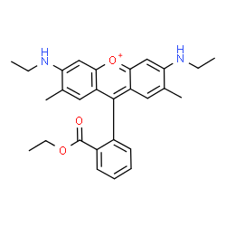 ChemSpider 2D Image | 9-[2-(Ethoxycarbonyl)phenyl]-3,6-bis(ethylamino)-2,7-dimethylxanthenium | C28H31N2O3