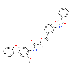 ChemSpider 2D Image | (2R)-1-[(2-Methoxydibenzo[b,d]furan-3-yl)amino]-1-oxo-2-propanyl 3-[(phenylsulfonyl)amino]benzoate | C29H24N2O7S