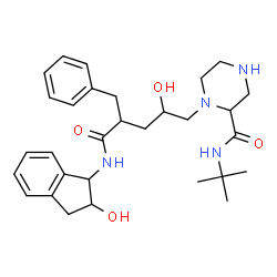 ChemSpider 2D Image | 1-{4-Benzyl-2-hydroxy-5-[(2-hydroxy-2,3-dihydro-1H-inden-1-yl)amino]-5-oxopentyl}-N-(2-methyl-2-propanyl)-2-piperazinecarboxamide | C30H42N4O4