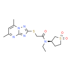 ChemSpider 2D Image | 2-[(5,7-Dimethyl[1,2,4]triazolo[1,5-a]pyrimidin-2-yl)sulfanyl]-N-[(3R)-1,1-dioxidotetrahydro-3-thiophenyl]-N-ethylacetamide | C15H21N5O3S2