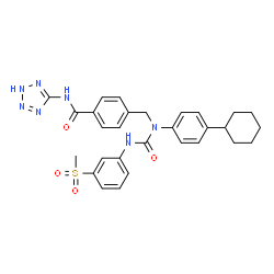 ChemSpider 2D Image | 4-{[(4-Cyclohexylphenyl){[3-(methylsulfonyl)phenyl]carbamoyl}amino]methyl}-N-(1H-tetrazol-5-yl)benzamide | C29H31N7O4S