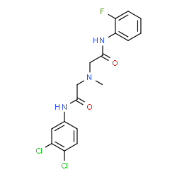 ChemSpider 2D Image | 2-[{2-[(3,4-Dichlorophenyl)amino]-2-oxoethyl}(methyl)amino]-N-(2-fluorophenyl)acetamide | C17H16Cl2FN3O2
