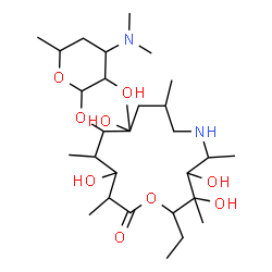 ChemSpider 2D Image | 11-(4-dimethylamino-3-hydroxy-6-methyl-tetrahydropyran-2-yl)oxy-2-ethyl-3,4,10,13-tetrahydroxy-3,5,8,10,12,14-hexamethyl-1-oxa-6-azacyclopentadecan-15-one | C29H56N2O9