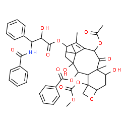 ChemSpider 2D Image | 10-Acetoxy-13-{[3-(benzoylamino)-2-hydroxy-3-phenylpropanoyl]oxy}-1,7-dihydroxy-4-[(methoxycarbonyl)oxy]-9-oxo-5,20-epoxytax-11-en-2-yl benzoate | C47H51NO15