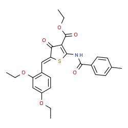 ChemSpider 2D Image | Ethyl (5Z)-5-(2,4-diethoxybenzylidene)-2-[(4-methylbenzoyl)amino]-4-oxo-4,5-dihydro-3-thiophenecarboxylate | C26H27NO6S