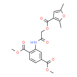 ChemSpider 2D Image | Dimethyl 2-({[(2,5-dimethyl-3-furoyl)oxy]acetyl}amino)terephthalate | C19H19NO8