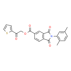 ChemSpider 2D Image | 2-Oxo-2-(2-thienyl)ethyl 2-(2,5-dimethylphenyl)-1,3-dioxo-5-isoindolinecarboxylate | C23H17NO5S