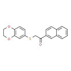 ChemSpider 2D Image | 2-(2,3-Dihydro-1,4-benzodioxin-6-ylsulfanyl)-1-(2-naphthyl)ethanone | C20H16O3S