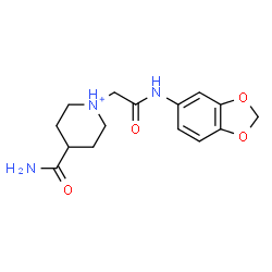 ChemSpider 2D Image | 1-[2-(1,3-Benzodioxol-5-ylamino)-2-oxoethyl]-4-carbamoylpiperidinium | C15H20N3O4