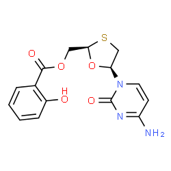 ChemSpider 2D Image | [(2R,5S)-5-(4-Amino-2-oxo-1(2H)-pyrimidinyl)-1,3-oxathiolan-2-yl]methyl salicylate | C15H15N3O5S