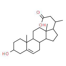 ChemSpider 2D Image | 3-(3-Hydroxy-10,13-dimethyl-2,3,4,7,8,9,10,11,12,13,14,15,16,17-tetradecahydro-1H-cyclopenta[a]phenanthren-17-yl)butanoic acid | C23H36O3