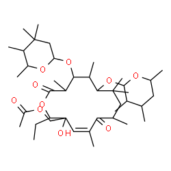 ChemSpider 2D Image | [(4Z)-2-ethyl-3-hydroxy-5,7,9,9,11,13-hexamethyl-6,14-dioxo-12-(4,4,5,6-tetramethyltetrahydropyran-2-yl)oxy-10-(3,4,6-trimethyltetrahydropyran-2-yl)oxy-1-oxacyclotetradec-4-en-3-yl]methyl acetate | C41H70O10