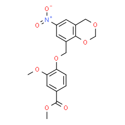 ChemSpider 2D Image | Methyl 3-methoxy-4-[(6-nitro-4H-1,3-benzodioxin-8-yl)methoxy]benzoate | C18H17NO8