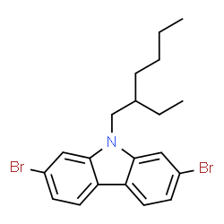 ChemSpider 2D Image | 2,7-Dibromo-9-(2-ethylhexyl)-9H-carbazole | C20H23Br2N