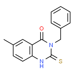 ChemSpider 2D Image | 3-Benzyl-6-methyl-2-thioxo-2,3-dihydro-4(1H)-quinazolinone | C16H14N2OS