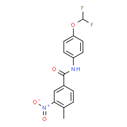 ChemSpider 2D Image | N-[4-(Difluoromethoxy)phenyl]-4-methyl-3-nitrobenzamide | C15H12F2N2O4
