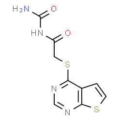 ChemSpider 2D Image | N-Carbamoyl-2-(thieno[2,3-d]pyrimidin-4-ylsulfanyl)acetamide | C9H8N4O2S2
