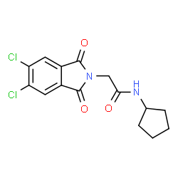 ChemSpider 2D Image | N-Cyclopentyl-2-(5,6-dichloro-1,3-dioxo-1,3-dihydro-2H-isoindol-2-yl)acetamide | C15H14Cl2N2O3
