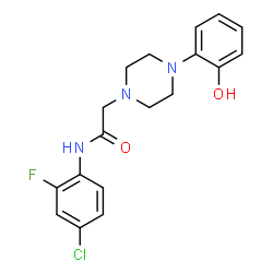 ChemSpider 2D Image | N-(4-Chloro-2-fluorophenyl)-2-[4-(2-hydroxyphenyl)-1-piperazinyl]acetamide | C18H19ClFN3O2