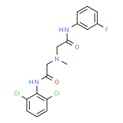 ChemSpider 2D Image | 2-[{2-[(2,6-Dichlorophenyl)amino]-2-oxoethyl}(methyl)amino]-N-(3-fluorophenyl)acetamide | C17H16Cl2FN3O2