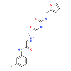 ChemSpider 2D Image | 2-[(3-Fluorophenyl)amino]-N-(2-{[(2-furylmethyl)carbamoyl]amino}-2-oxoethyl)-N-methyl-2-oxoethanaminium | C17H20FN4O4