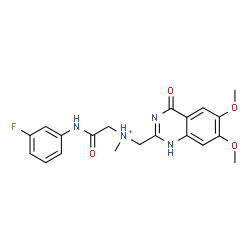 ChemSpider 2D Image | N-[(6,7-Dimethoxy-4-oxo-1,4-dihydro-2-quinazolinyl)methyl]-2-[(3-fluorophenyl)amino]-N-methyl-2-oxoethanaminium | C20H22FN4O4