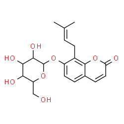ChemSpider 2D Image | 8-(3-Methyl-2-buten-1-yl)-2-oxo-2H-chromen-7-yl hexopyranoside | C20H24O8