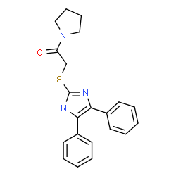 ChemSpider 2D Image | 2-[(4,5-Diphenyl-1H-imidazol-2-yl)sulfanyl]-1-(1-pyrrolidinyl)ethanone | C21H21N3OS