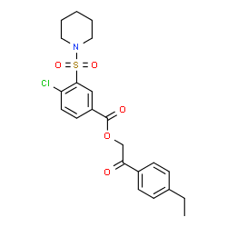 ChemSpider 2D Image | 2-(4-Ethylphenyl)-2-oxoethyl 4-chloro-3-(1-piperidinylsulfonyl)benzoate | C22H24ClNO5S
