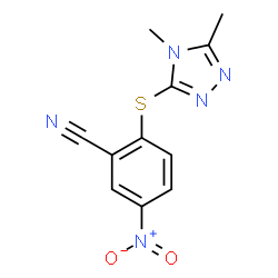 ChemSpider 2D Image | 2-[(4,5-Dimethyl-4H-1,2,4-triazol-3-yl)sulfanyl]-5-nitrobenzonitrile | C11H9N5O2S