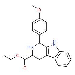 ChemSpider 2D Image | Ethyl 1-(4-methoxyphenyl)-2,3,4,9-tetrahydro-1H-beta-carboline-3-carboxylate | C21H22N2O3