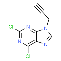 ChemSpider 2D Image | 2,6-Dichloro-9-(2-propyn-1-yl)-9H-purine | C8H4Cl2N4